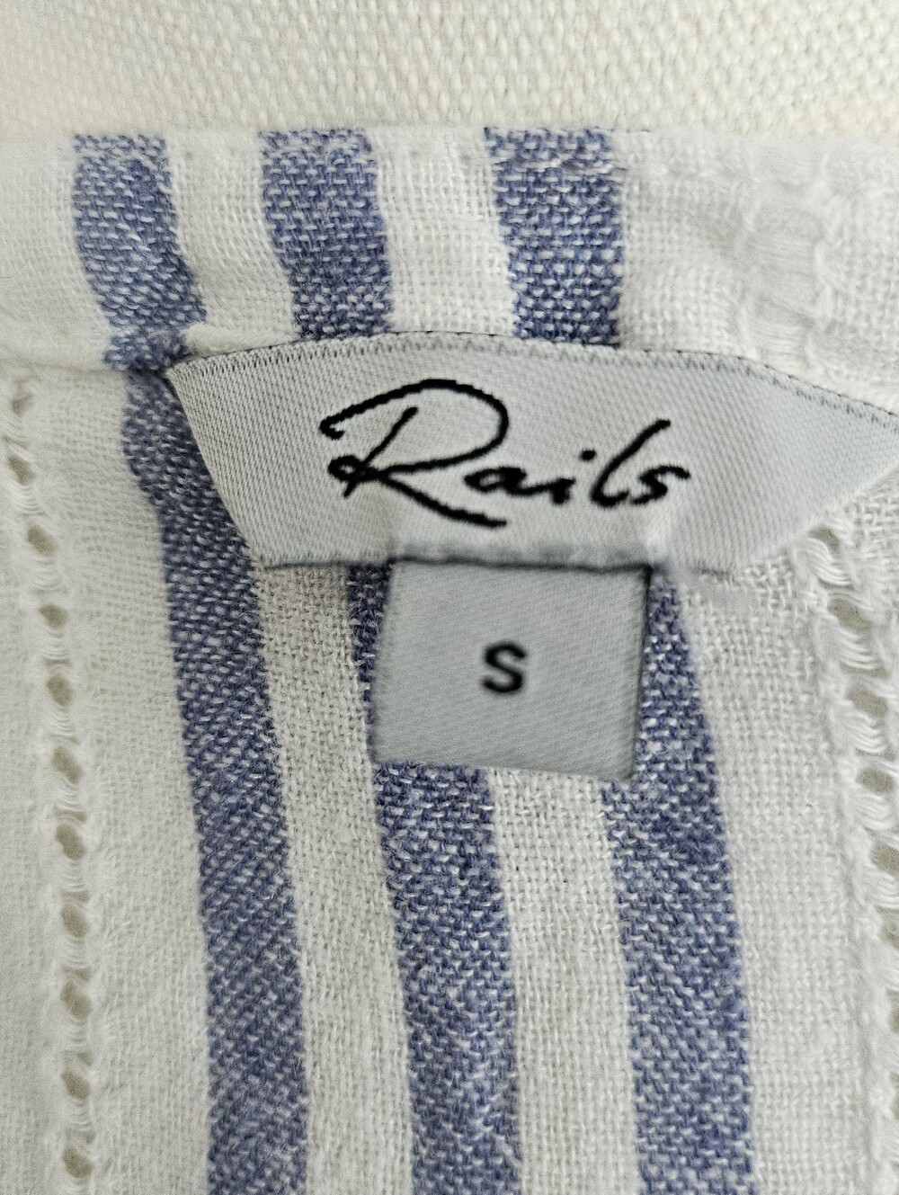 Rails Tara Linen Blend Smocked Striped Mini Dress Blue Catalina Stripe Size S - Picture 5 of 7